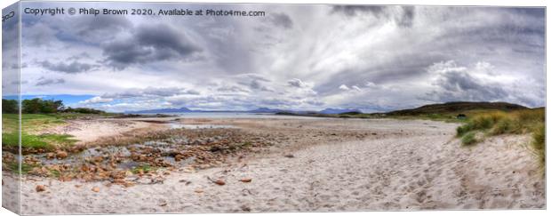 Mellon Udrigle Beach looking towards Mountains Canvas Print by Philip Brown