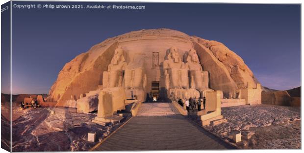 Sunrise Over Abu Simbel, Egypt Panoramic Canvas Print by Philip Brown