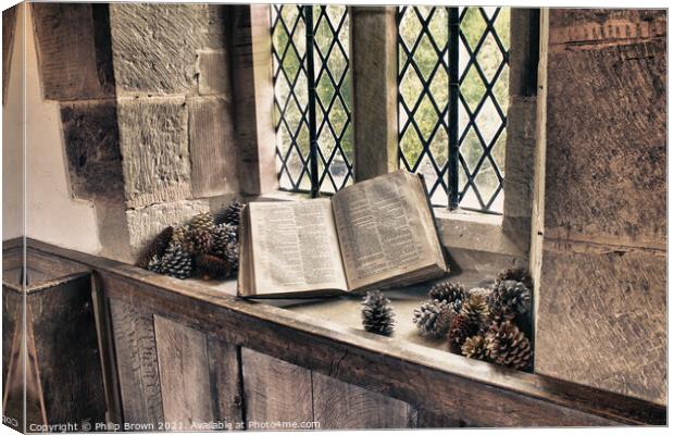 The Holy Bible on Display Canvas Print by Philip Brown