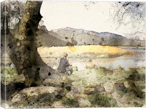 Man Deep in Thought and at one with Nature Canvas Print by Philip Brown