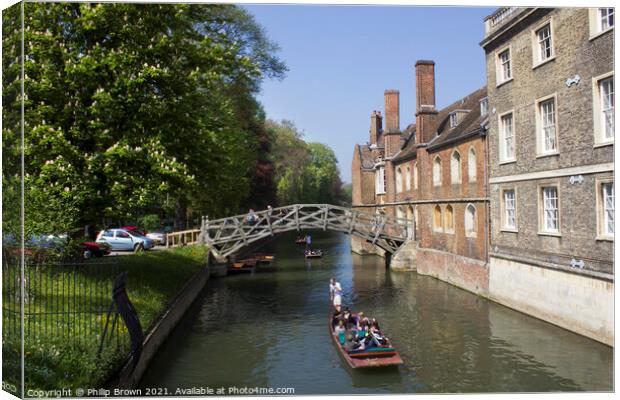 Punting in Cambridge,  Canvas Print by Philip Brown
