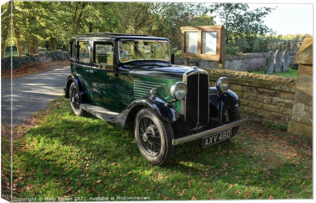 Old Classic Austin 7 Car in the Cotswolds Canvas Print by Philip Brown