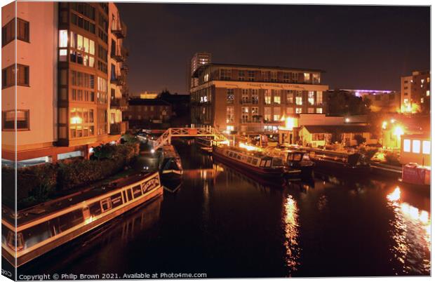 Birmingham Canals at Night 005 Canvas Print by Philip Brown