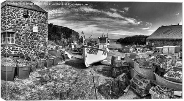 The Fisherman`s Cove and Harbour at Cadgwith in Co Canvas Print by Philip Brown