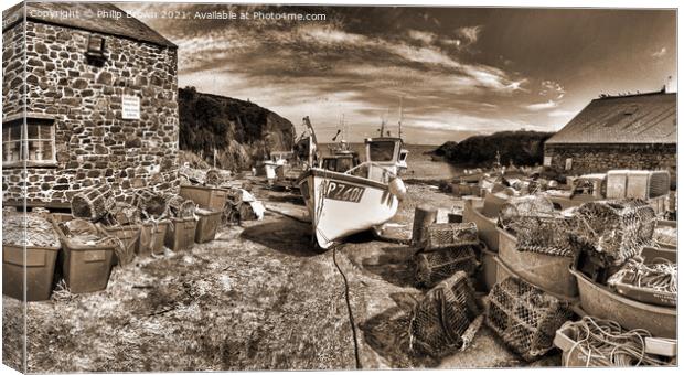 The Fisherman`s Cove and Harbour at Cadgwith in Cornwall Canvas Print by Philip Brown