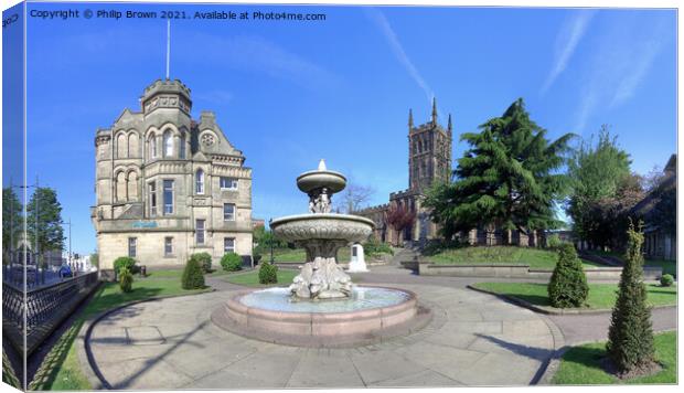 St Peters Gardens and Fountain, Wolverhampton, UK Canvas Print by Philip Brown