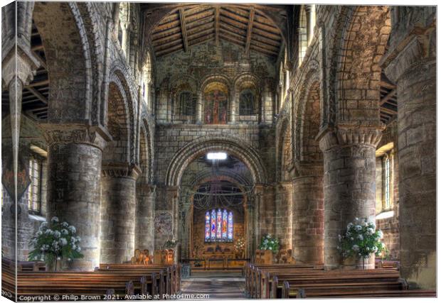 Inside Melbourne Norman Church Panoramic No 1 Canvas Print by Philip Brown