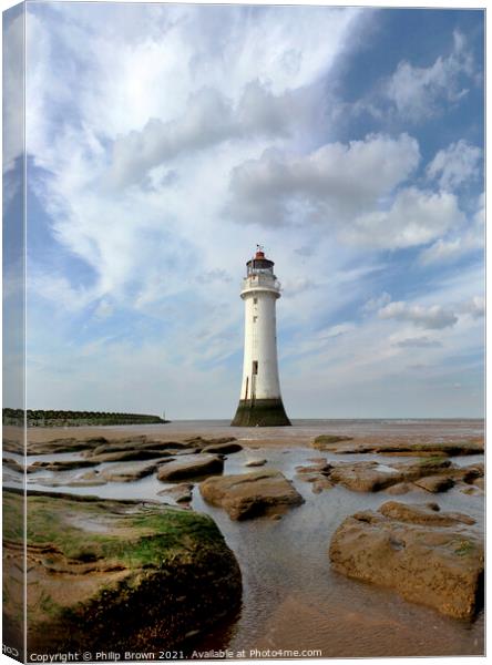 New Brighton Lighthouse, The Wirral, Uk Canvas Print by Philip Brown
