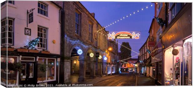 Much Wenlock Christmas lights, Panorama Canvas Print by Philip Brown