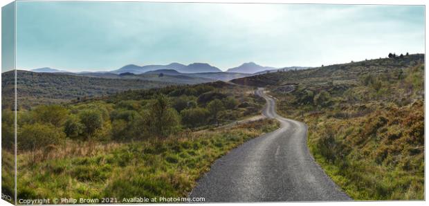  Road to The Rhinogs Mountain Range, North Wales Canvas Print by Philip Brown