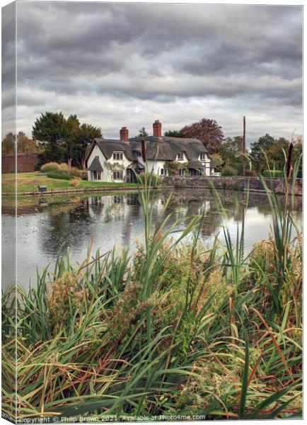 The Thatched Cottage by Pool Canvas Print by Philip Brown
