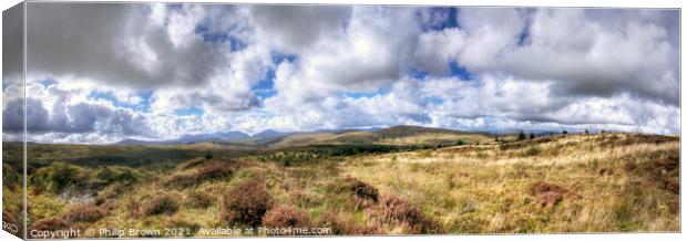 Acroos to The Rhinogs Mountain Range, Wales Canvas Print by Philip Brown