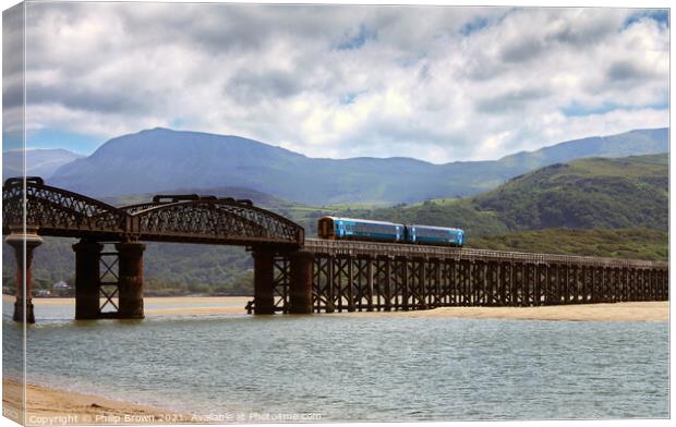 Barmouth Railway Bridge in Wales Canvas Print by Philip Brown