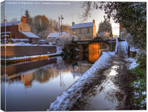 The Staffordshire & Worcestershire Canal, Wolverhampton in Snow  Canvas Print by Philip Brown