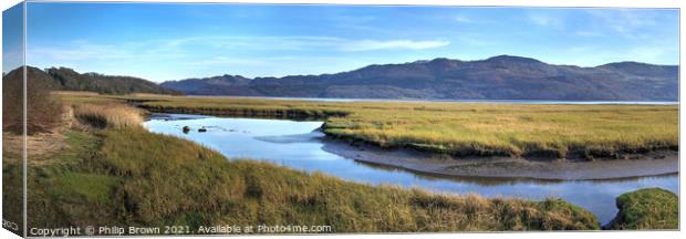Barmouth Estuary at low Tied, Wales, UK - Panorama Canvas Print by Philip Brown