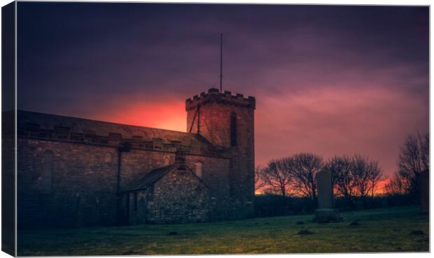 Seaham Church at Sunset Canvas Print by Duncan Loraine