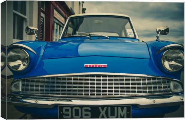 Blue Ford Anglia Canvas Print by Duncan Loraine