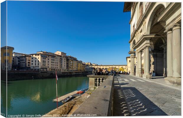 Lungarno riverside in Florence, Italy Canvas Print by Sergio Delle Vedove