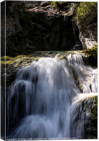 waterfalls of a river in the wood Canvas Print by Sergio Delle Vedove