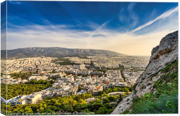 aerial view of Athens, Greece Canvas Print by Sergio Delle Vedove