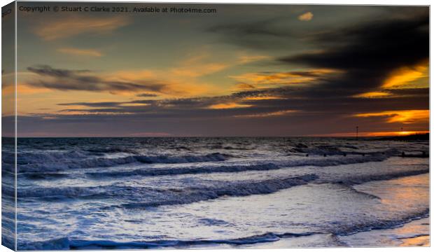 Sunset at Bognor Regis Canvas Print by Stuart C Clarke