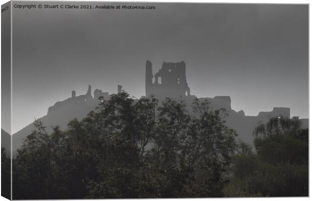 Corfe Castle Canvas Print by Stuart C Clarke