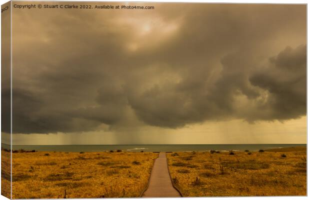 Stormy Pagham Canvas Print by Stuart C Clarke