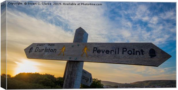 Signposting Durlston Canvas Print by Stuart C Clarke