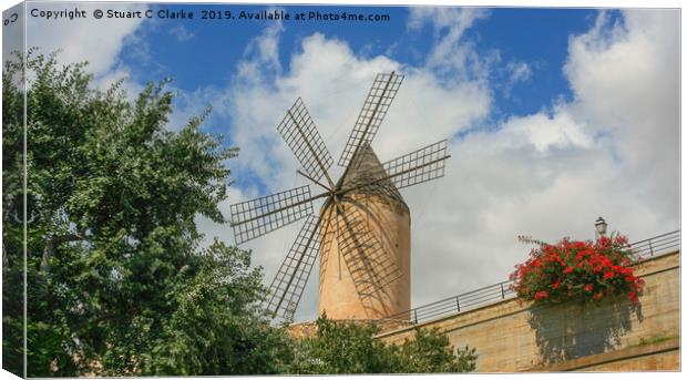 Majorcan windwill Canvas Print by Stuart C Clarke