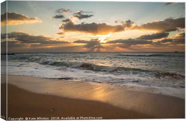 Sun rays and sea Canvas Print by Kate Whiston
