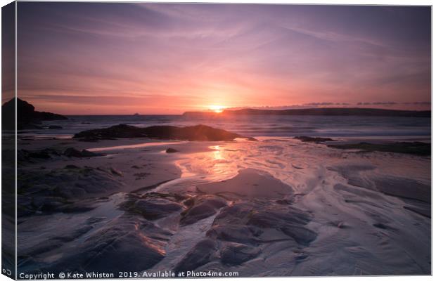Harlyn Pink Sunrise Canvas Print by Kate Whiston