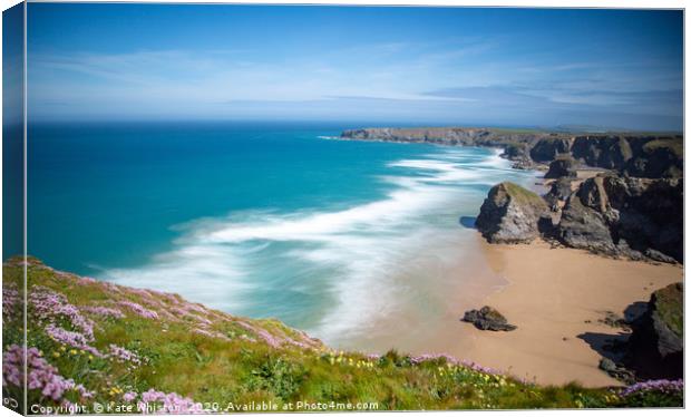 Bedruthan Steps Canvas Print by Kate Whiston