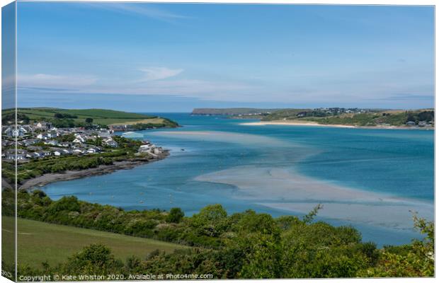 View over Padstow and the camel estuary Canvas Print by Kate Whiston