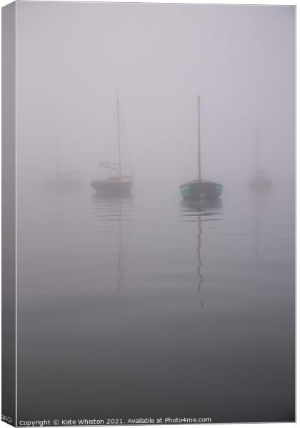 Cornish Crabbers in the mist Canvas Print by Kate Whiston