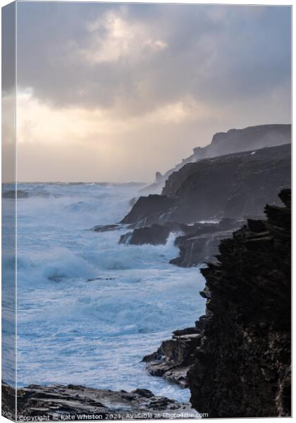 Stormy cliffs Canvas Print by Kate Whiston