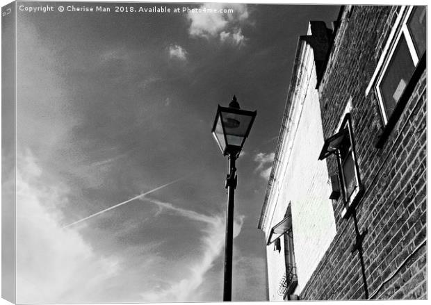 Black and white street light framed photo print Canvas Print by Cherise Man