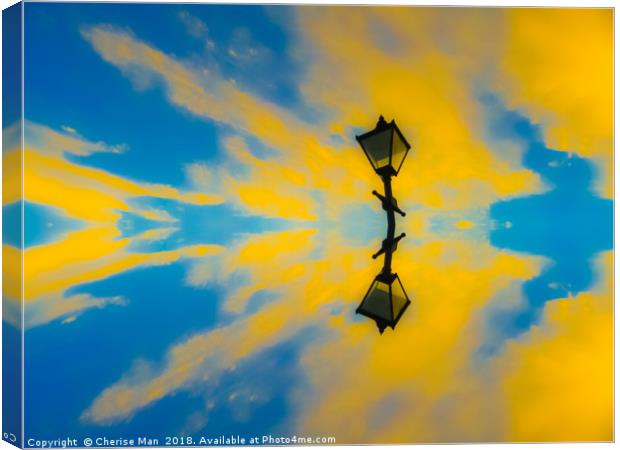 HD Yellow And Blue Watercolour Sky Seeing Double  Canvas Print by Cherise Man