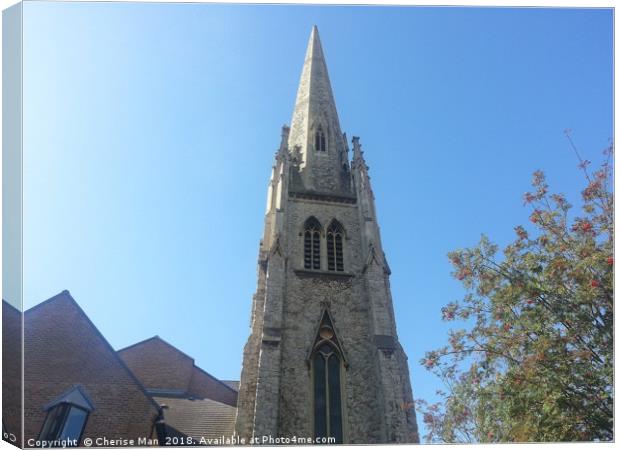 Lewisham Tall Church Spire Building Blue Sky Print Canvas Print by Cherise Man