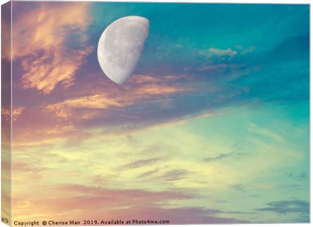 Macro half moon pastel sky Canvas Print by Cherise Man