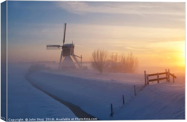 Wingerdse windmill in wintermood Canvas Print by John Stuij