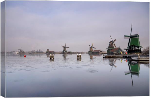 Windmills along the river Zaan Canvas Print by John Stuij