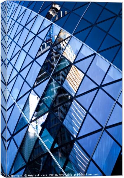 Reflections of City in the skyscraper windows Canvas Print by Andis Atvars