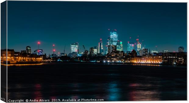 City of London skyline at night Canvas Print by Andis Atvars