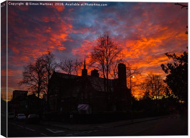 A Dramatic Sunset in a Liverpool Suburb Canvas Print by Simon Martinez