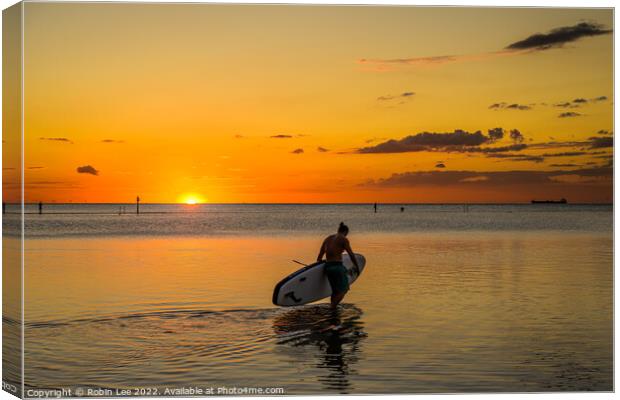 Paddleboarder at sunset  Canvas Print by Robin Lee