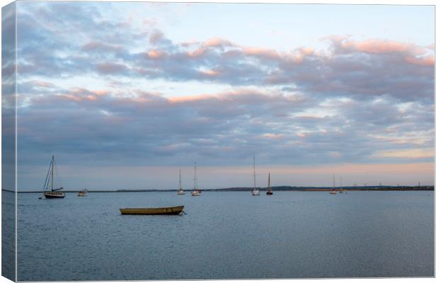 Boats at anchor on The Swale Canvas Print by Robin Lee