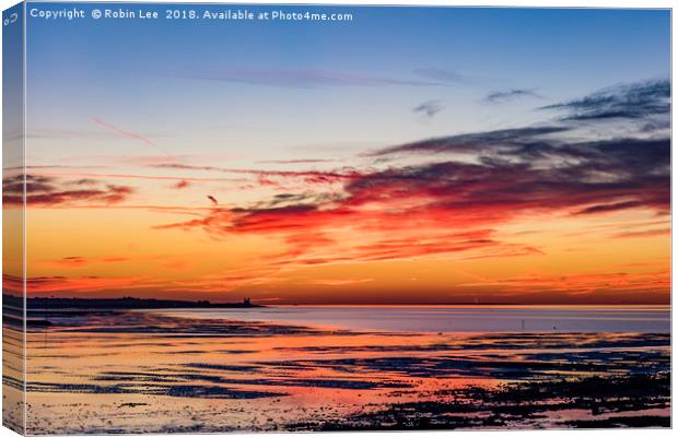 Sunset Minnis Bay in Kent  Canvas Print by Robin Lee
