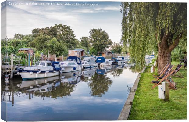 Boats Moored on the Great Stour River Canvas Print by Robin Lee