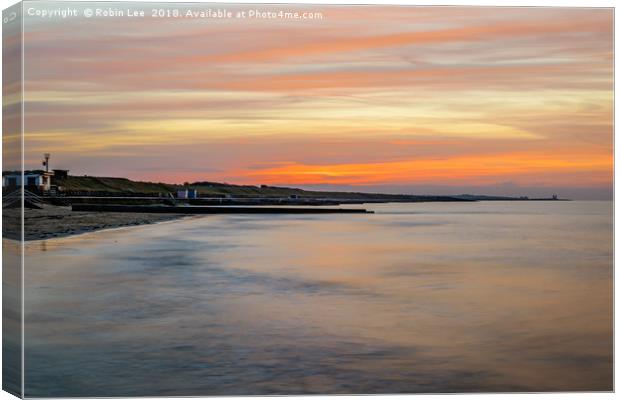 Beach sunset at Minnis Bay Kent Canvas Print by Robin Lee