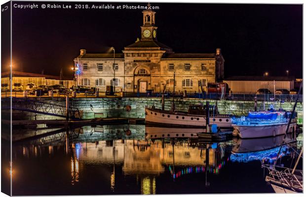 The Clock House Ramsgate Harbour at night  Canvas Print by Robin Lee